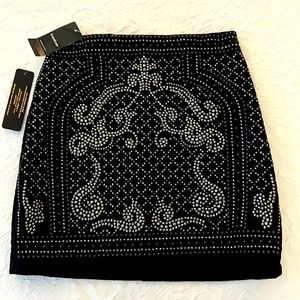NWT Bebe Addiction XS Black Embellished Mini Skirt